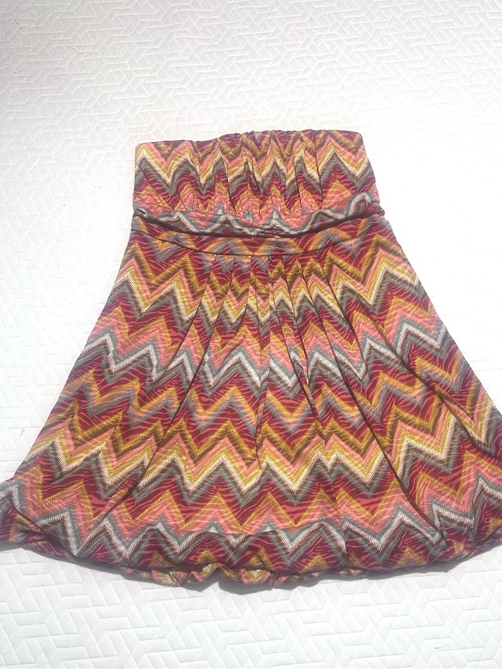 American Rag Multicolor Zigzag Mini Dress in Red, Yellow, Gray, Brown